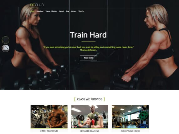 FitClub: Free Gym WordPress Themes